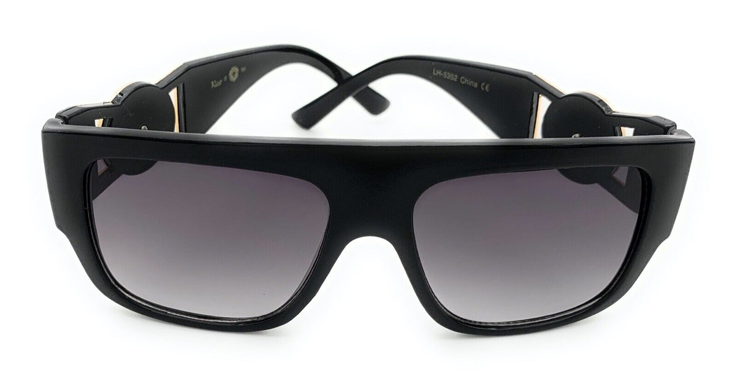 Square Flat Top Crowned Lion Head Medallion Sunglasses Hip Hop Retro Kleo Shades