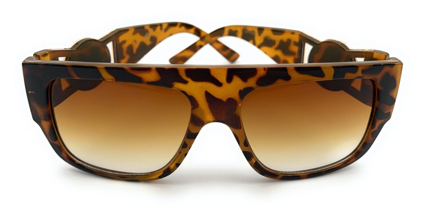 Square Flat Top Crowned Lion Head Medallion Sunglasses Hip Hop Retro Kleo Shades