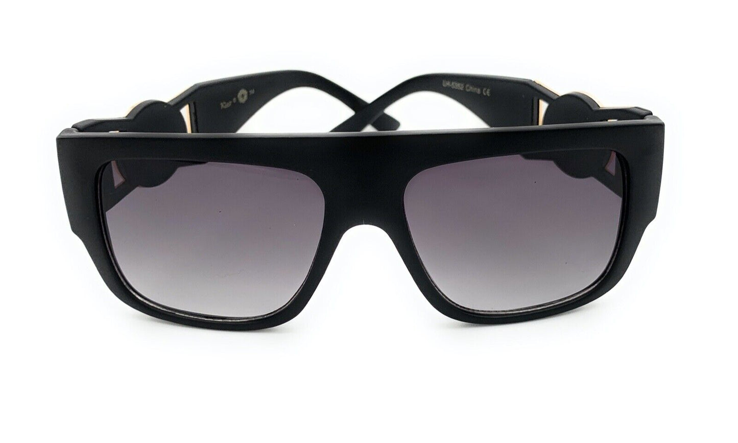 Square Flat Top Crowned Lion Head Medallion Sunglasses Hip Hop Retro Kleo Shades