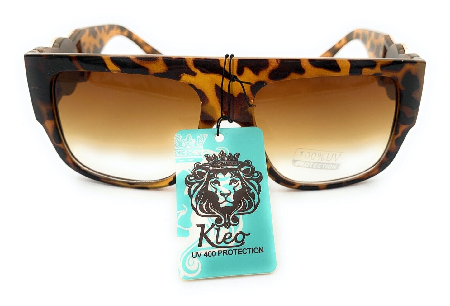Square Flat Top Crowned Lion Head Medallion Sunglasses Hip Hop Retro Kleo Shades