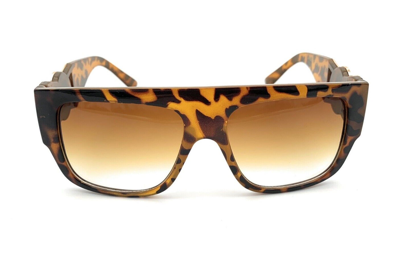 Square Flat Top Crowned Lion Head Medallion Sunglasses Hip Hop Retro Kleo Shades