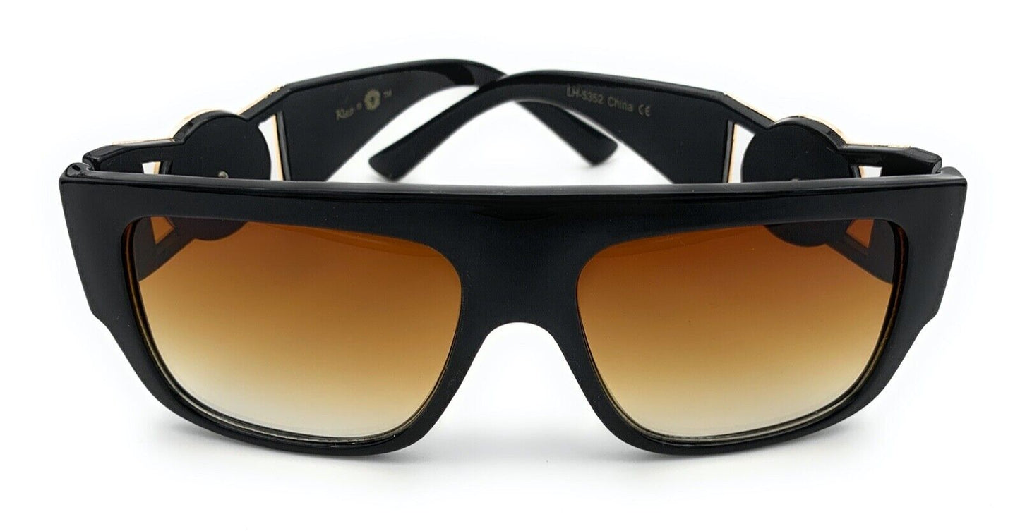 Square Flat Top Crowned Lion Head Medallion Sunglasses Hip Hop Retro Kleo Shades