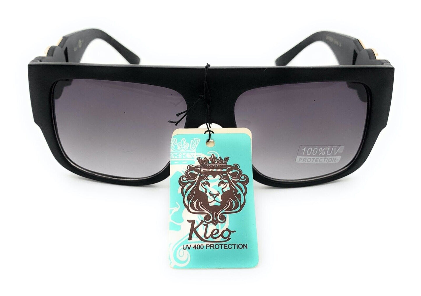Square Flat Top Crowned Lion Head Medallion Sunglasses Hip Hop Retro Kleo Shades