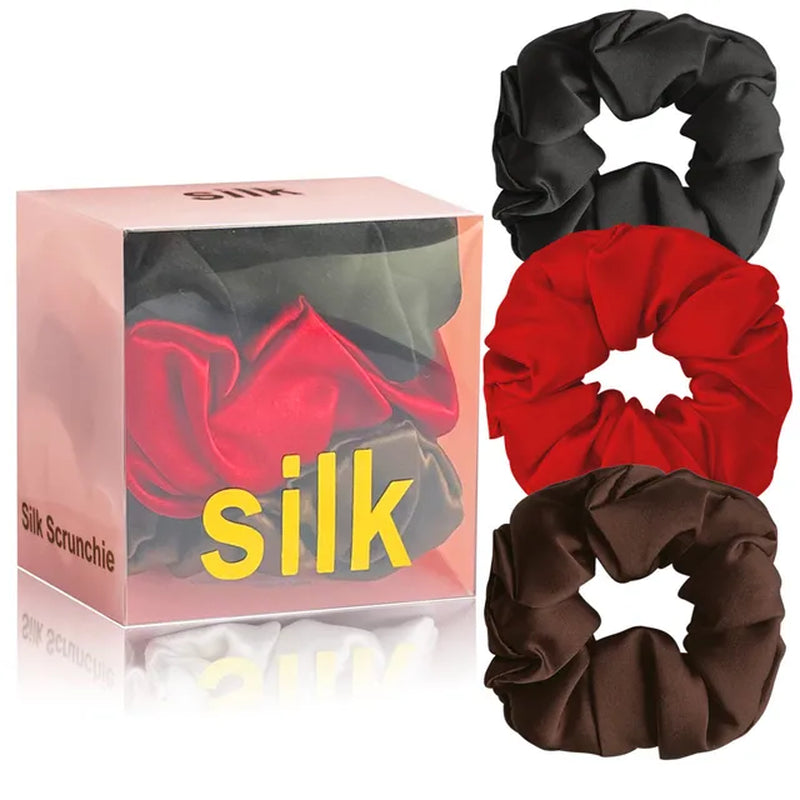 1 Box 100% Pure Mulberry Silk Hair Scrunchies Silk Hair Ties Hairbands Skinny Scrunchies Ponytail Holders Hair Care Accessories