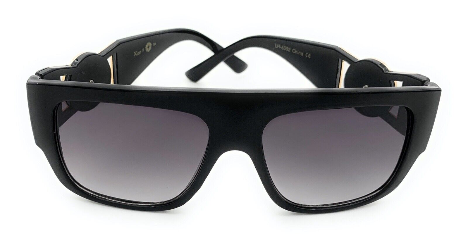 Square Flat Top Crowned Lion Head Medallion Sunglasses Hip Hop Retro Kleo Shades