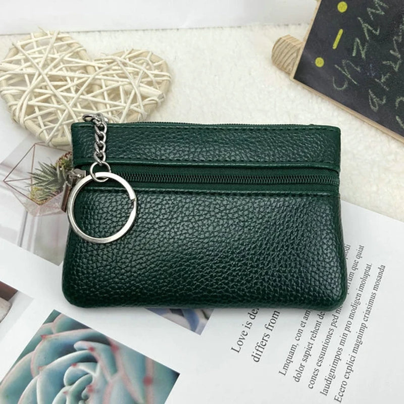 Various Styles Leather Women'S Wallet Purse Two/Three Zippers Coin Purse Coin Wallet Keychain Card Cash Holder Change Purse 2023