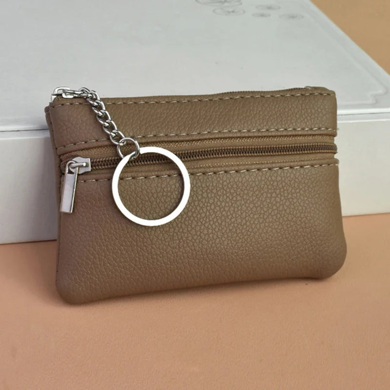 Various Styles Leather Women'S Wallet Purse Two/Three Zippers Coin Purse Coin Wallet Keychain Card Cash Holder Change Purse 2023