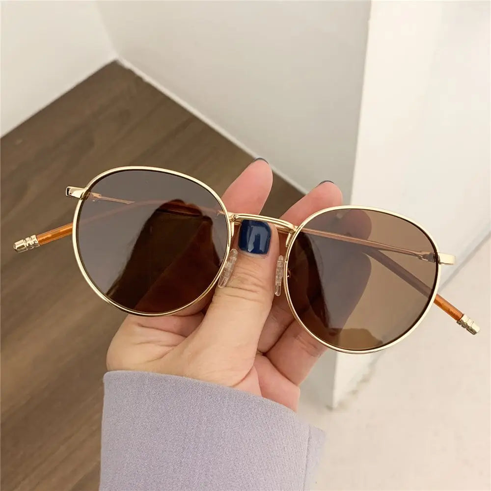 Round Sunglases Metal Frame Sun Glasses Women Men Eyewear Glasses UV400 Shades for Driving Fishing Cycling