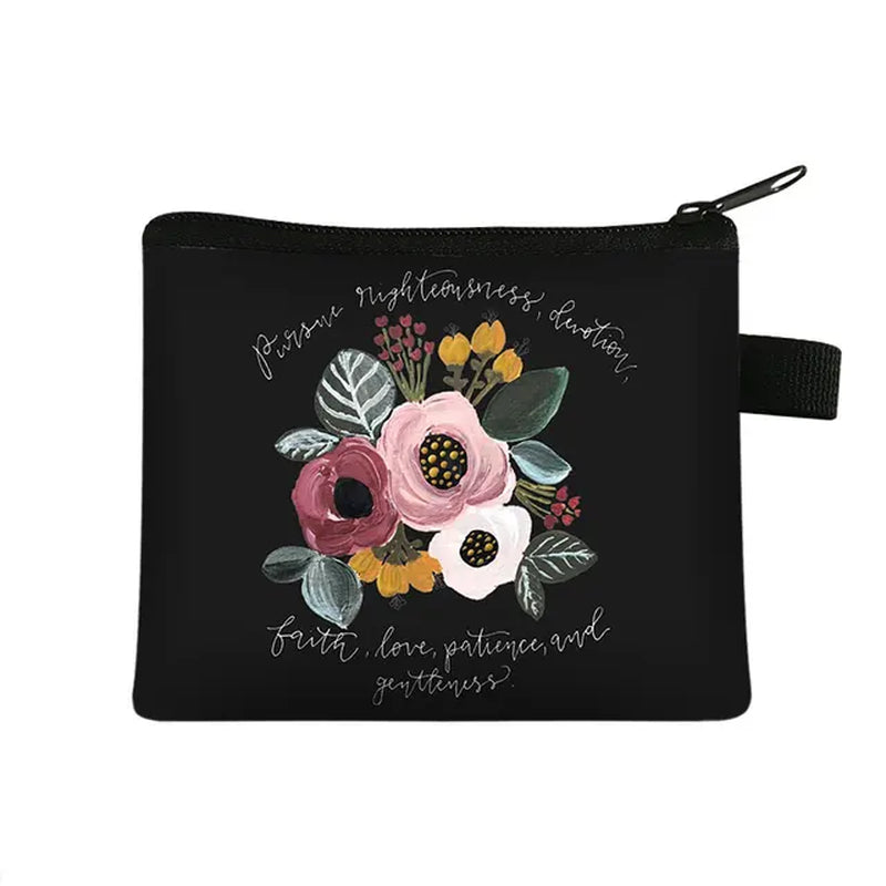 Christian Bible Verse Coin Purse Women Wallet the Lord Sustains Me Money Bag Small Handbag Floral Purses ID Credit Card Holder