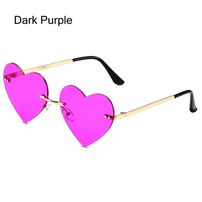 Heart Shape Fire Flame Sunglasses Wave Rimless Narrow Retro UV 400 Streetwear Vintage Eyeglasses Cycling Outdoor Sun Glasses