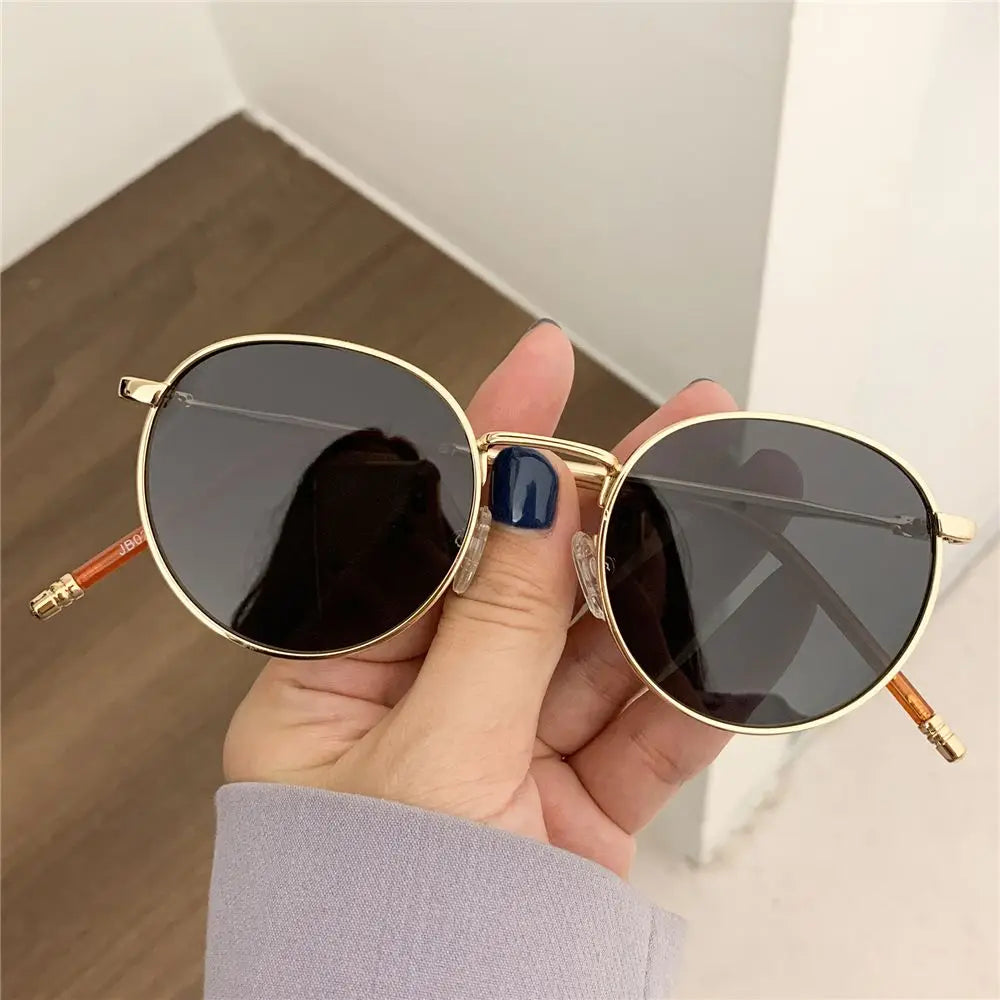 Round Sunglases Metal Frame Sun Glasses Women Men Eyewear Glasses UV400 Shades for Driving Fishing Cycling