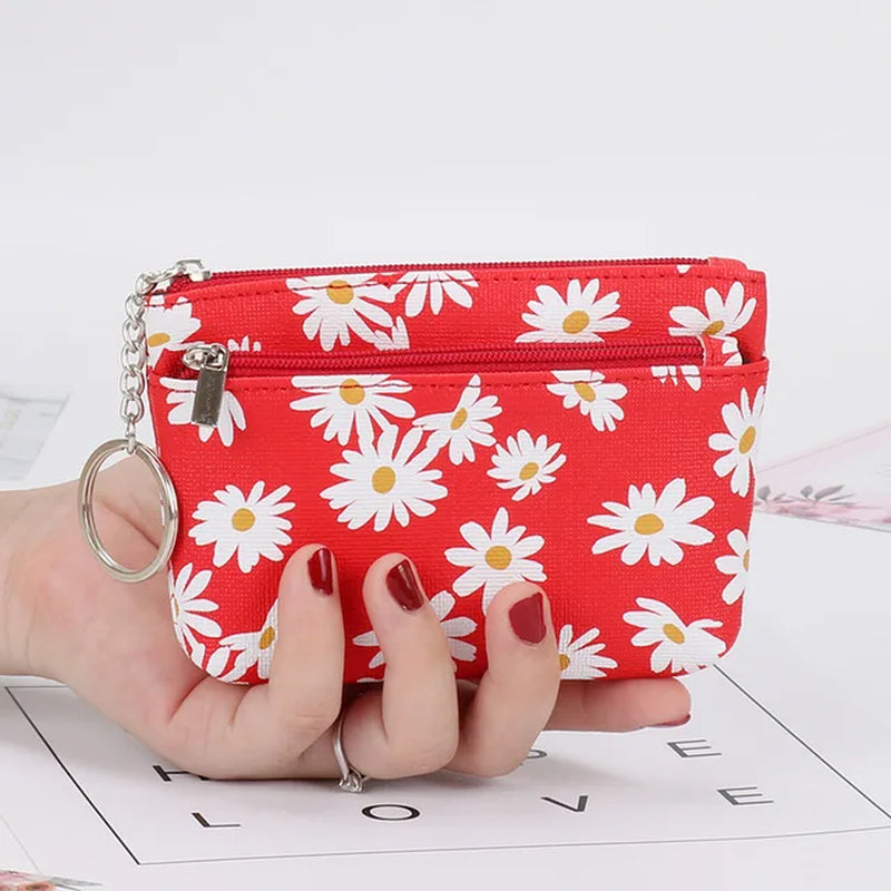 Various Styles Leather Women'S Wallet Purse Two/Three Zippers Coin Purse Coin Wallet Keychain Card Cash Holder Change Purse 2023